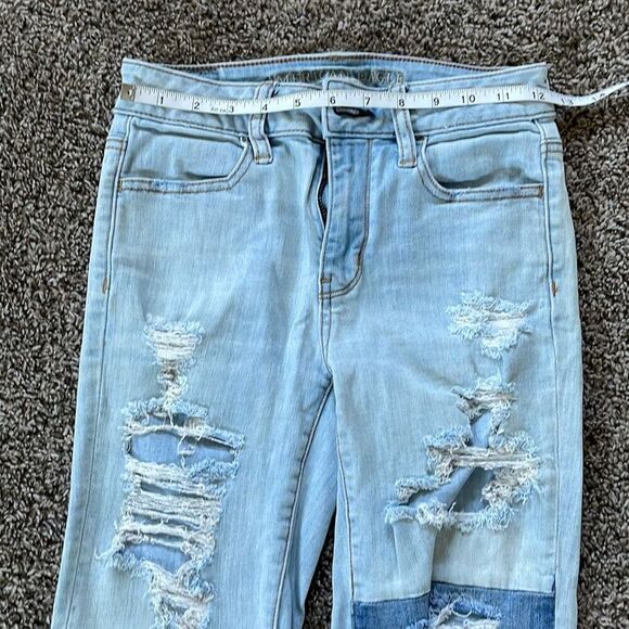 American Eagle high rise jegging two tone distressed size 0 regular - Picture 3 of 11